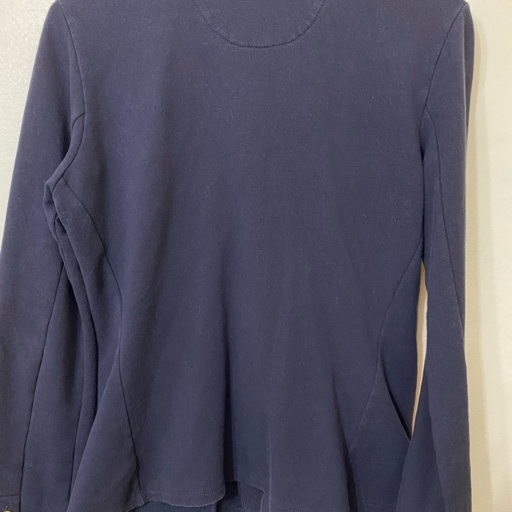 Ralph Lauren Blue Knit Blazer Cardigan Medium Embroidered Crest Gold Button‎ - Picture 2 of 5